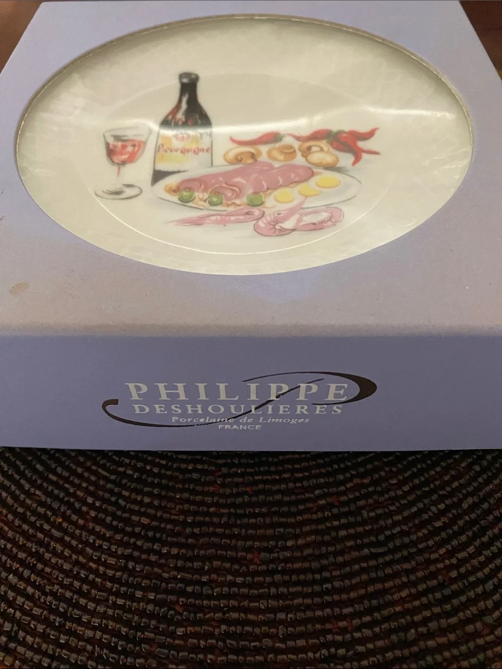 Philippe Deshoulieres Limoges Cocktail Plates Boxed Set of 6